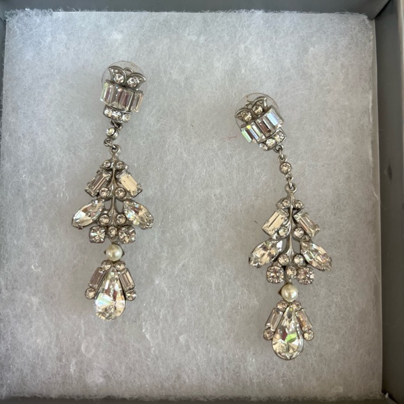 Silver Crystal Bridal Earrings - Picture 3 of 4